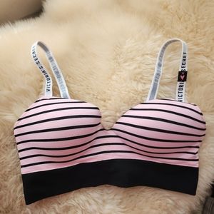 Victoria's Secret Perfect Comfort Wireless Push-up Bra Bralette 34D Striped